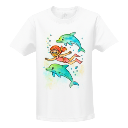 plavani s delfiny triko vymalovane